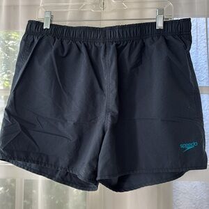 Speedo Lined Drawstring Navy Blue Swim Trunks Shorts Large